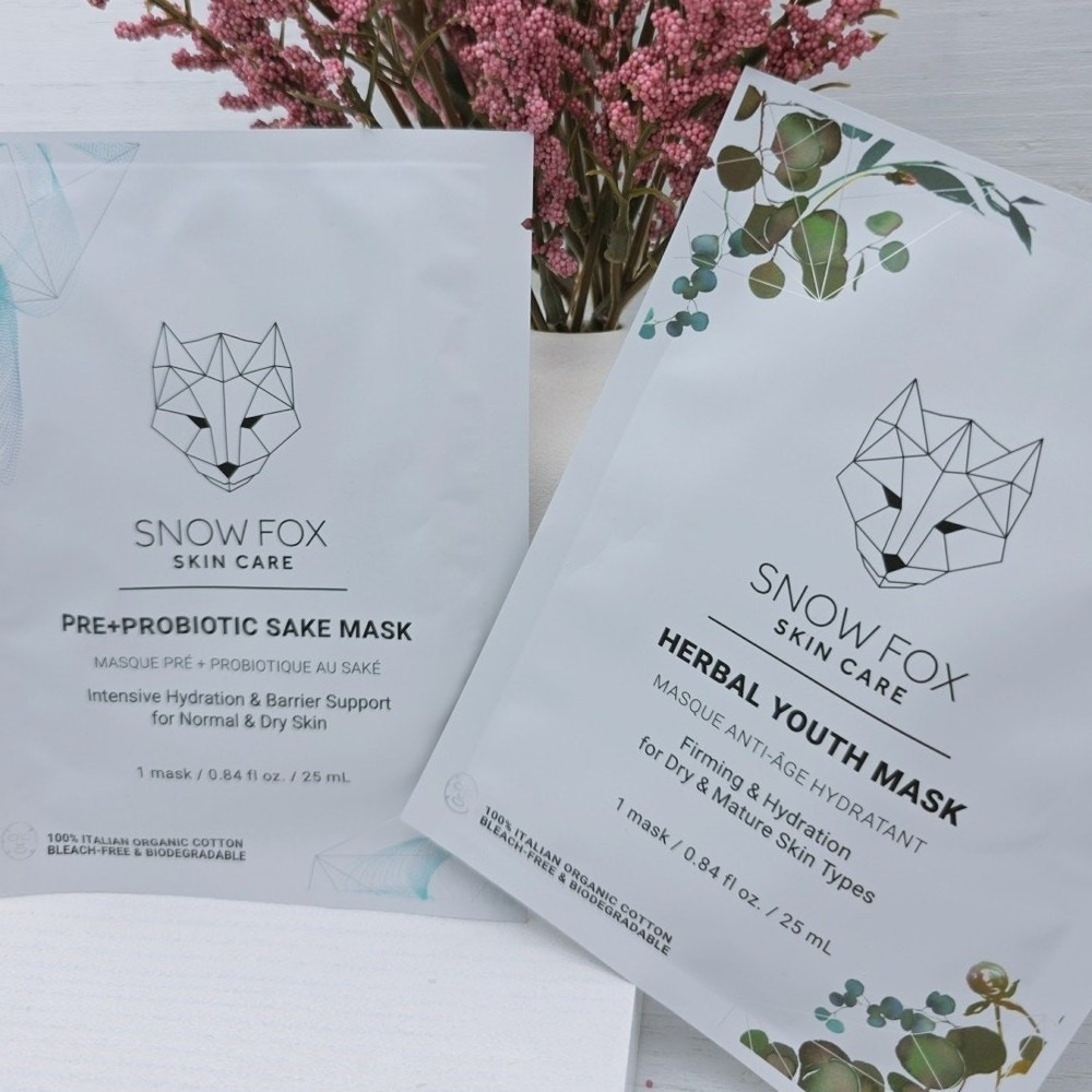 2 SnowFox Pre+ProBiotic Sake Herbal Youth Sheet Mask hydrating probiotic barrier